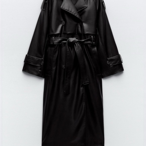 Zara Oversized Faux Leather Trench Coat - Picture 2 of 3